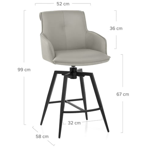 Camden Bar Stool Grey Real Leather