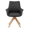 Portobello Oak Chair Black Real Leather
