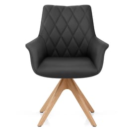Portobello Oak Chair Black Real Leather