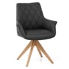Portobello Oak Chair Black Real Leather
