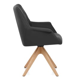 Portobello Oak Chair Black Real Leather