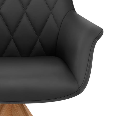 Portobello Oak Chair Black Real Leather