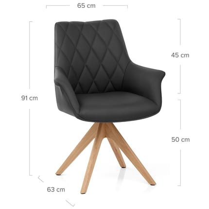 Portobello Oak Chair Black Real Leather Dimensions