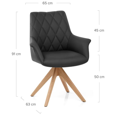 Portobello Oak Chair Black Real Leather