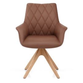 Portobello Oak Chair Brown Real Leather