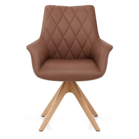 Portobello Oak Chair Brown Real Leather