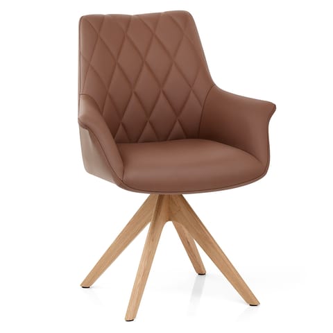 Portobello Oak Chair Brown Real Leather