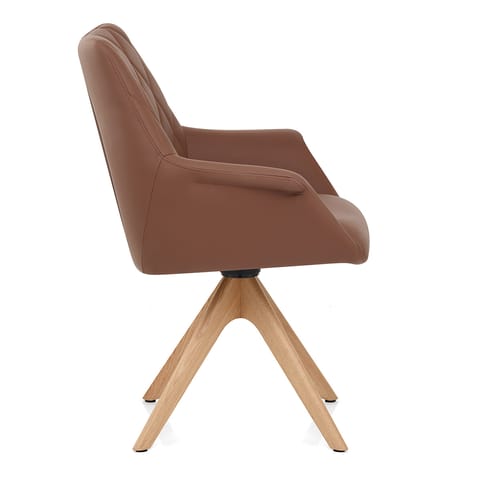 Portobello Oak Chair Brown Real Leather