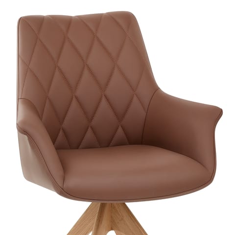 Portobello Oak Chair Brown Real Leather