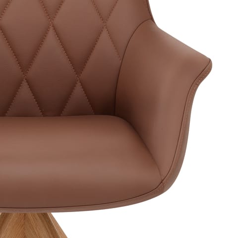 Portobello Oak Chair Brown Real Leather