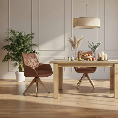 Portobello Oak Chair Brown Real Leather