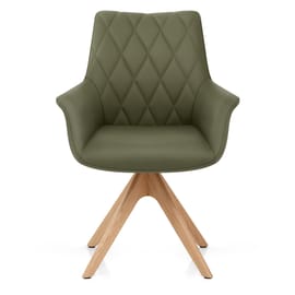 Portobello Oak Chair Green Real Leather