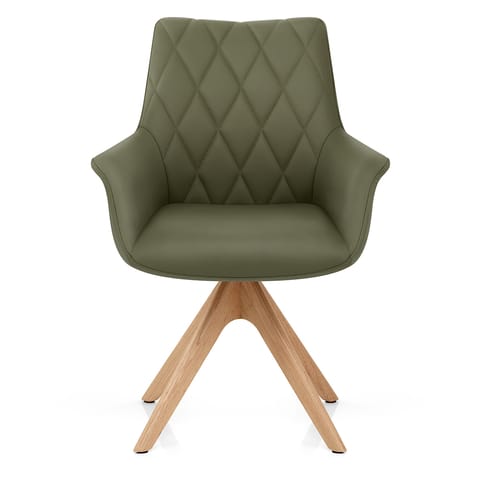 Portobello Oak Chair Green Real Leather