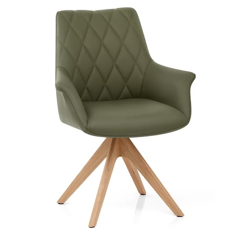 Portobello Oak Chair Green Real Leather