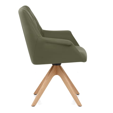 Portobello Oak Chair Green Real Leather