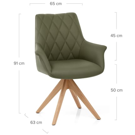 Portobello Oak Chair Green Real Leather Dimensions