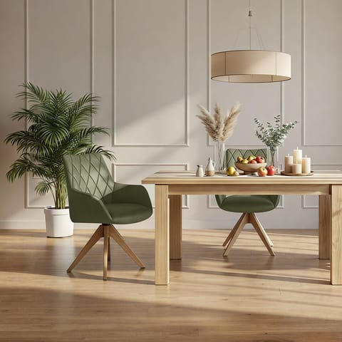 Portobello Oak Chair Green Real Leather