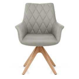 Portobello Oak Chair Grey Real Leather