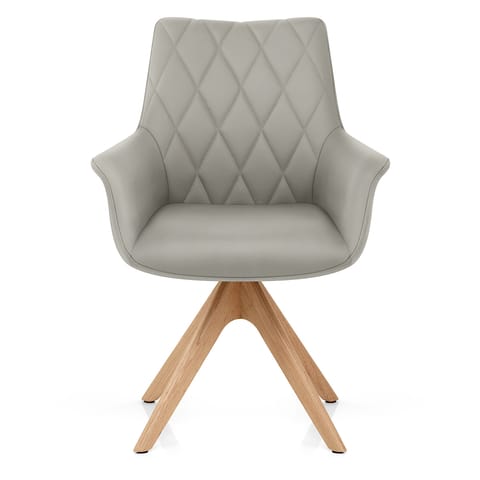 Portobello Oak Chair Grey Real Leather