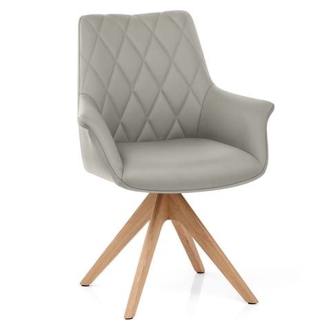 Portobello Oak Chair Grey Real Leather