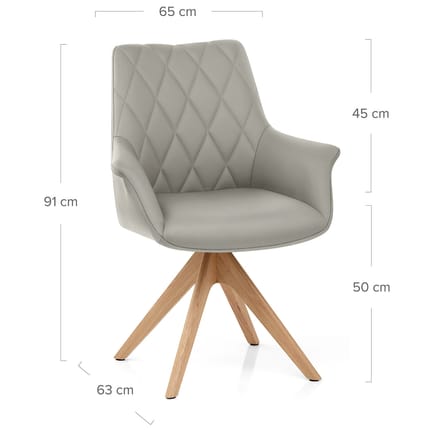 Portobello Oak Chair Grey Real Leather Dimensions