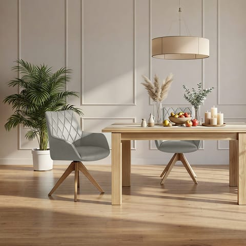 Portobello Oak Chair Grey Real Leather