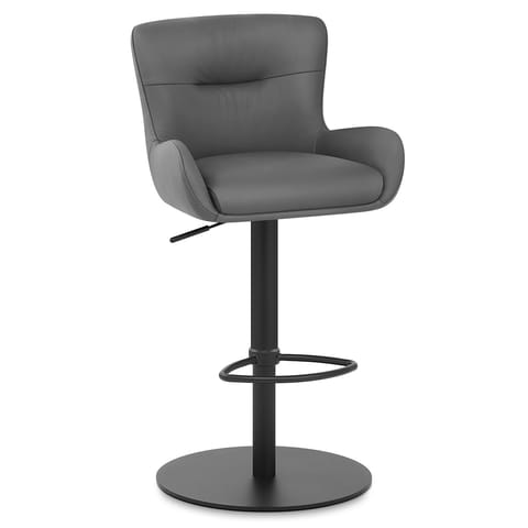 Faraday Bar Stool Dark Grey Real Leather