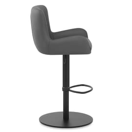 Faraday Bar Stool Dark Grey Real Leather