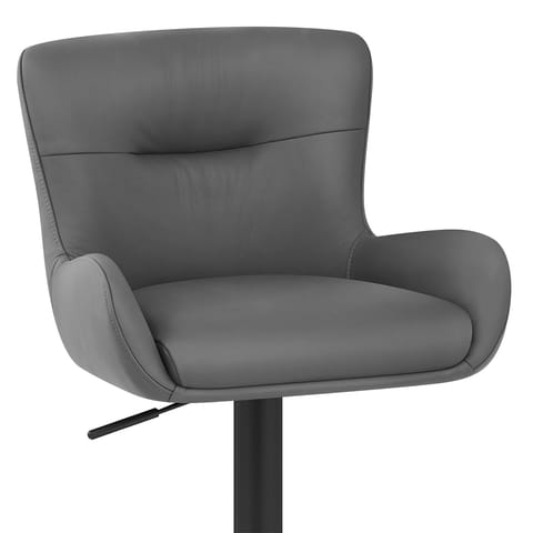 Faraday Bar Stool Dark Grey Real Leather