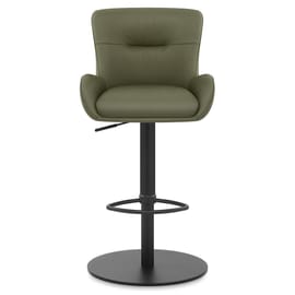 Faraday Bar Stool Green Real Leather