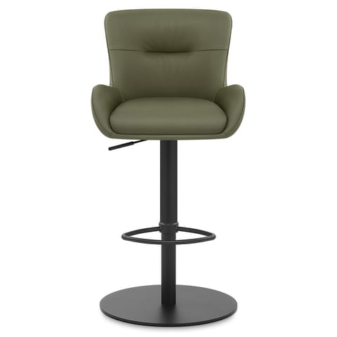 Faraday Bar Stool Green Real Leather