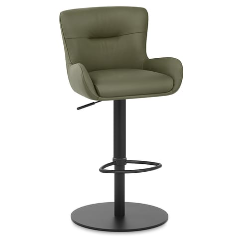 Faraday Bar Stool Green Real Leather
