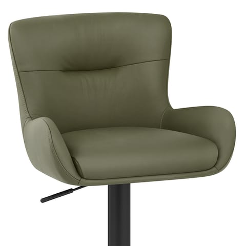 Faraday Bar Stool Green Real Leather