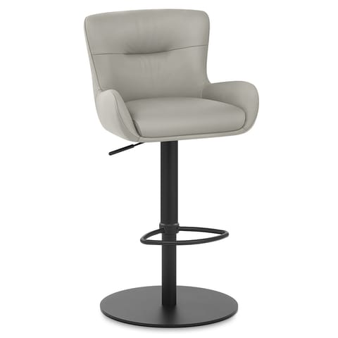 Faraday Bar Stool Grey Real Leather