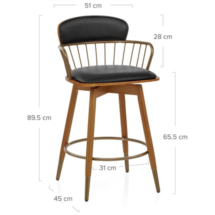 Opera Bar Stool Walnut & Black Dimensions