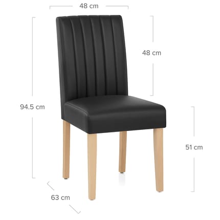 Newbury Real Leather Dining Chair Black Dimensions