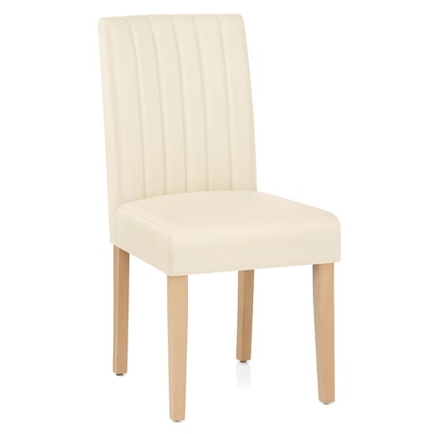 Newbury Real Leather Dining Chair Cream