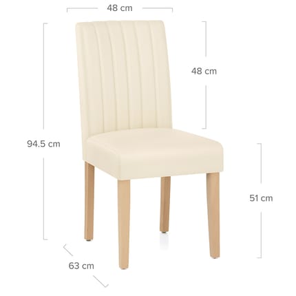 Newbury Real Leather Dining Chair Cream Dimensions