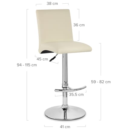 Deluxe High Back Stool Cream Dimensions