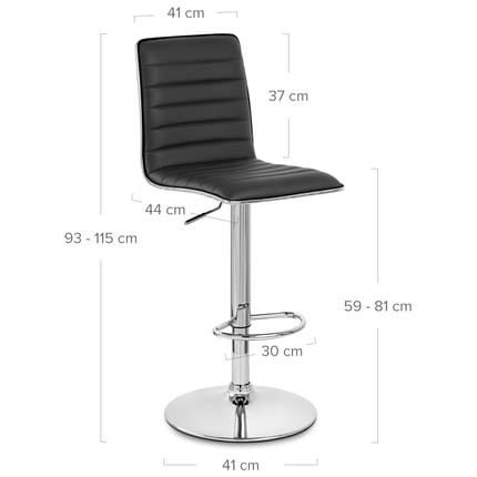 Hiline Bar Stool Black Dimensions