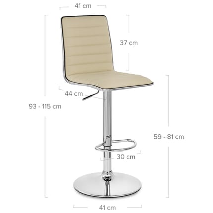 Hiline Bar Stool Cream Dimensions