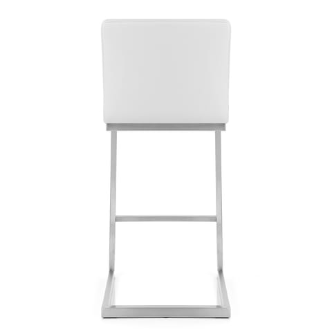 Ace Brushed Steel Stool White