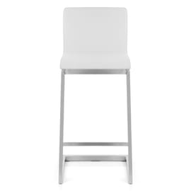 Ace Brushed Steel Stool White