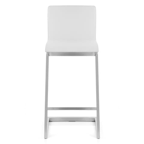 Ace Brushed Steel Stool White