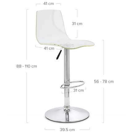 Odyssey Acrylic Stool Clear Dimensions