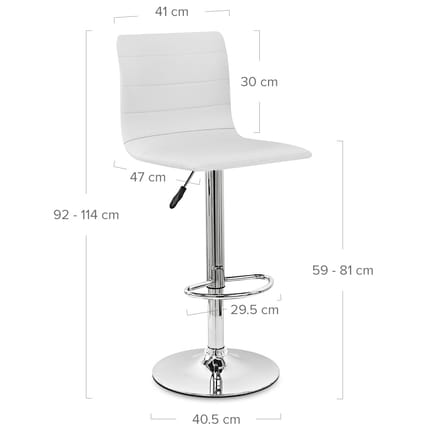 Fabio Real Leather Stool White Dimensions