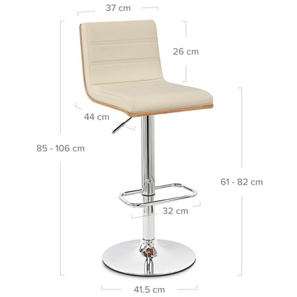 Riviera Walnut Bar Stool Cream Dimensions