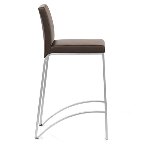 Leah Brushed Real Leather Stool Brown