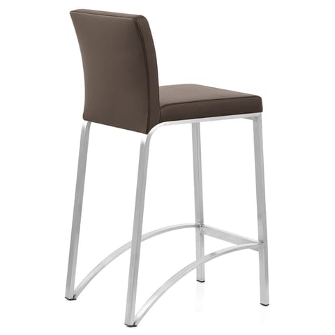 Leah Brushed Real Leather Stool Brown