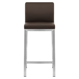 Leah Brushed Real Leather Stool Brown